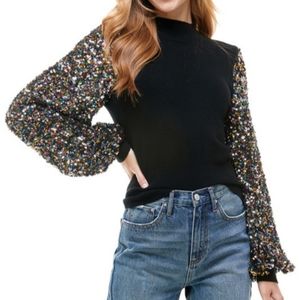 Sequin Sleeve Sweater